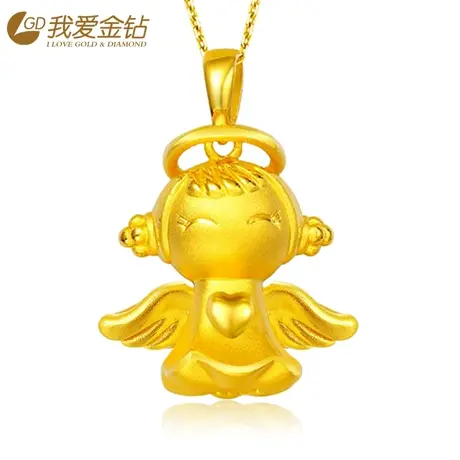 GD/我爱金钻黄金吊坠999足金硬金福星天使宝宝项链女款项坠商品大图