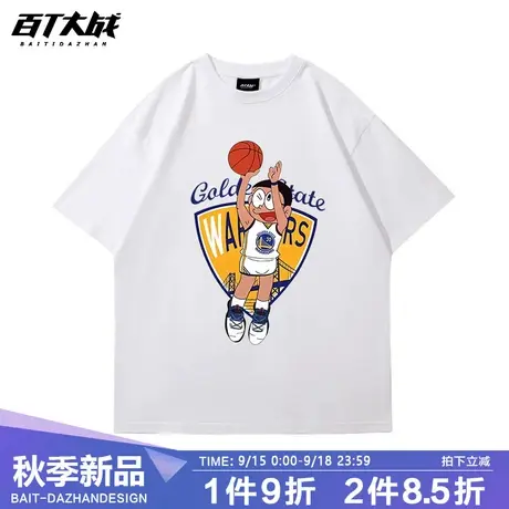 潮流勇士大雄30号库里夏季男篮球运动休闲运动大码T恤圆领短袖商品大图