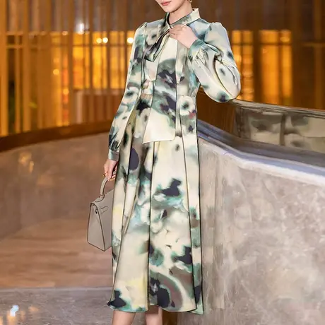 衬衫连衣裙女2024年新款春款女装时尚气质收腰显瘦中长款长袖裙子图片