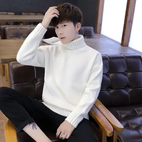 男士高领毛衣秋冬季新款韩版潮流学生宽松情侣加厚保暖长领打底衫商品大图
