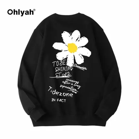 Ohlyah2023秋季潮牌圆领卫衣男宽松印花青少年学生情侣上衣日系商品大图