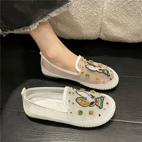 平底包头半拖鞋女夏外穿2024年新款百搭网纱镂空透气一脚蹬凉拖潮商品大图