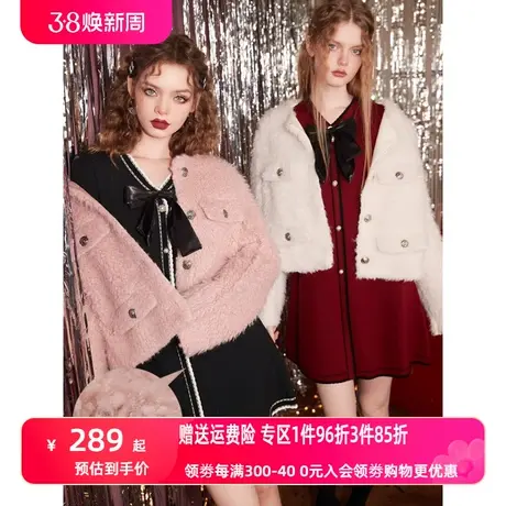 妖精的口袋短款毛呢外套女2022秋冬季新款小个子高级感气质小香风图片