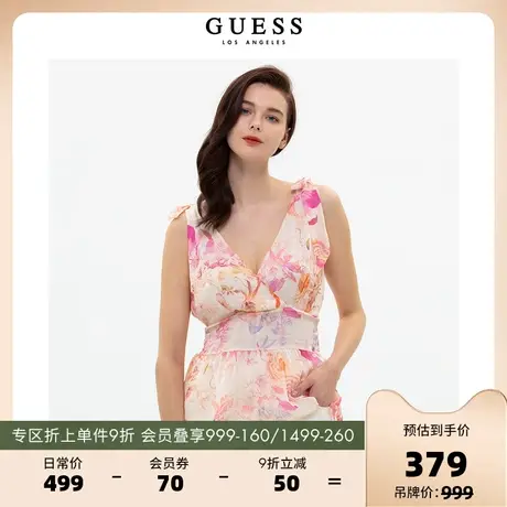 GUESS23新款女士设计感意大利进口桑蚕丝V领上衣-W3GH92WE550商品大图