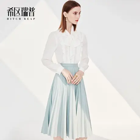 希区高端上衣女设计感小众2023秋冬新款气质飘带领法式复古衬衫图片