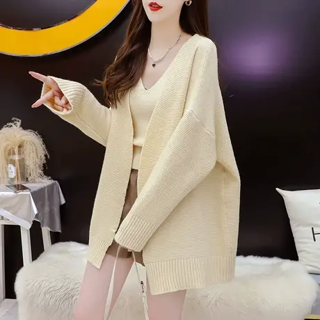 慵懒风毛衣开衫两件套女2023新款秋冬季可盐可甜洋气网红针织套装商品大图