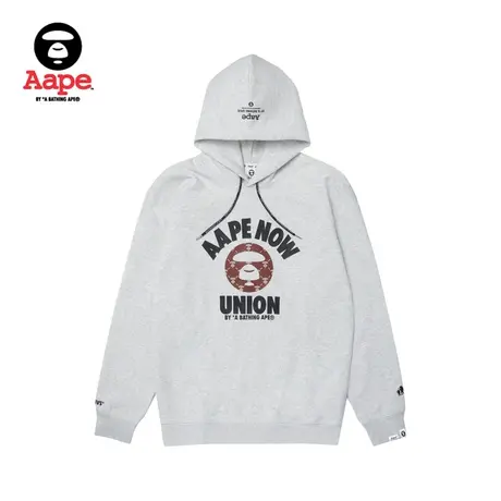 Aape旗舰店男装秋冬猿颜图案字母印花宽松连帽薄绒卫衣A328XAL商品大图