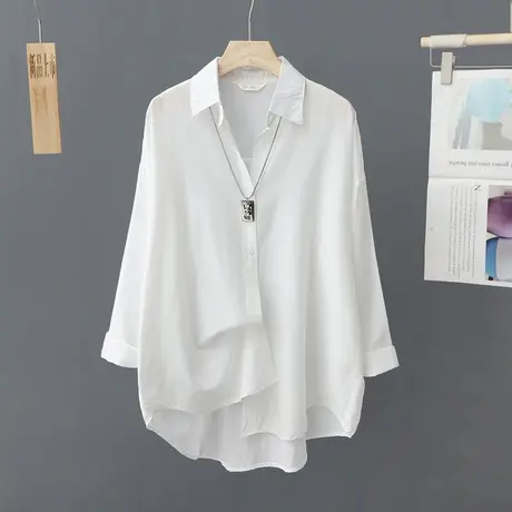 2023新款春夏白色衬衫防晒衫女设计感小众上衣宽松防晒衣薄款外套图片