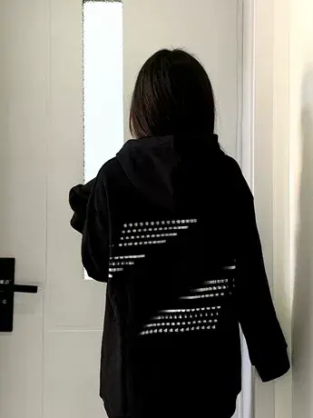 oversize设计感印花字母连帽卫衣女秋冬加绒加厚ins潮牌宽松外套商品大图