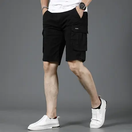 2023新款黑色工装短裤男夏季薄款休闲五分裤修身潮流百搭男士中裤商品大图
