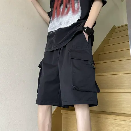 工装短裤男夏季男装冰丝运动休闲中裤男士夏天宽松五分裤子男款潮商品大图