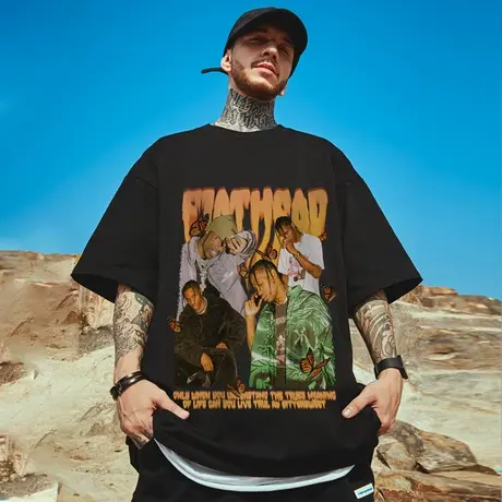 高街短袖t恤大码男装纯棉宽松欧美夏季oversize美式上衣服ins潮牌商品大图