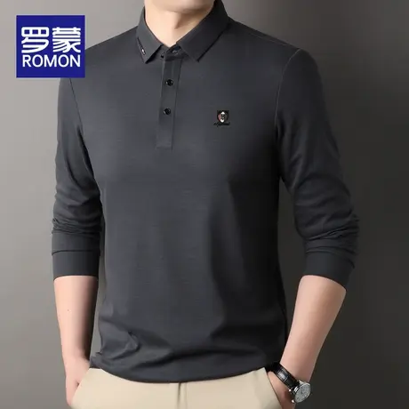 罗蒙男士长袖Polo衫春秋季新款商务休闲冰丝带翻领T恤男装上衣服图片