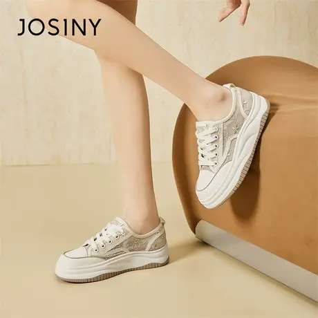 Josiny/卓诗尼小白鞋女春2024新款女鞋百搭网鞋板鞋平底春款女鞋商品大图