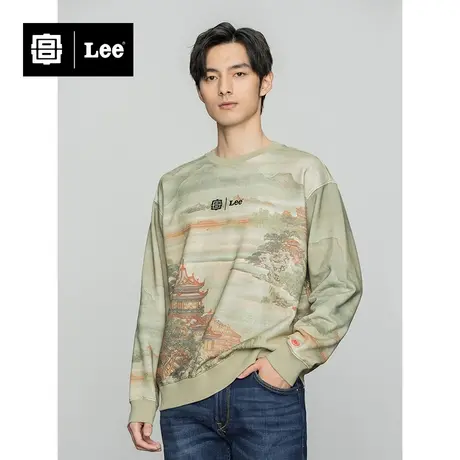 Lee宫廷文化“一品云鹤”潮服22春季新品舒适米男卫衣LMT001548图片