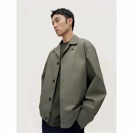 TRENDIANO涤棉小V领简约外套男士上衣1SM1090110图片