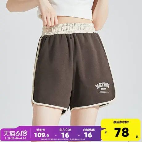 唐狮运动短裤女夏季美式薄款宽松短裤撞色直筒百搭休闲卫裤短裤子图片