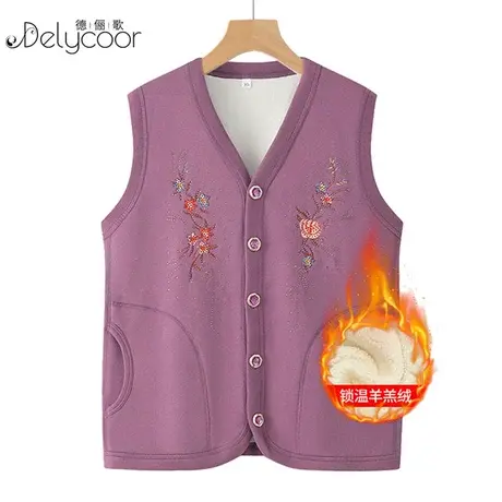 老年人保暖马甲女加绒加厚妈妈背心冬款奶奶大码抗寒保暖上衣坎肩商品大图