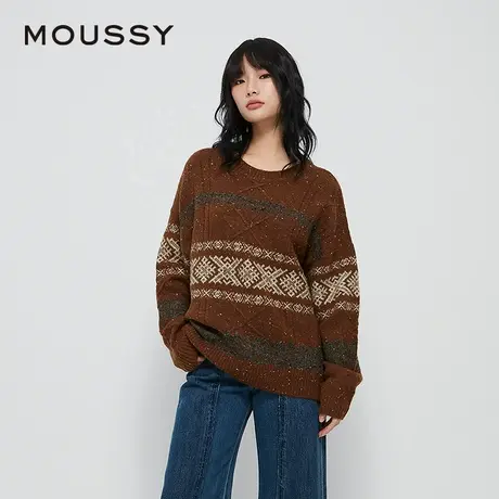 MOUSSY 春季新品北欧费尔岛提花休闲宽松针织衫毛衣028HAZ70-3031商品大图