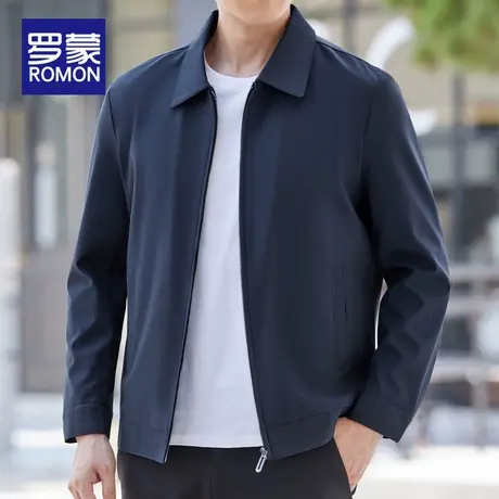 罗蒙中老年外套男2025春秋季新款翻领行政干部夹克爸爸装休闲上衣商品大图