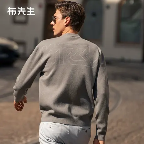 MrBu布先生微廓形字母印花羊毛衫2023秋冬新款减龄毛衣男BT12232图片