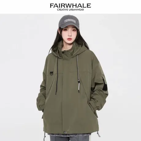 马克华菲美式复古连帽外套女2025新款春秋宽松休闲百搭情侣装上衣图片