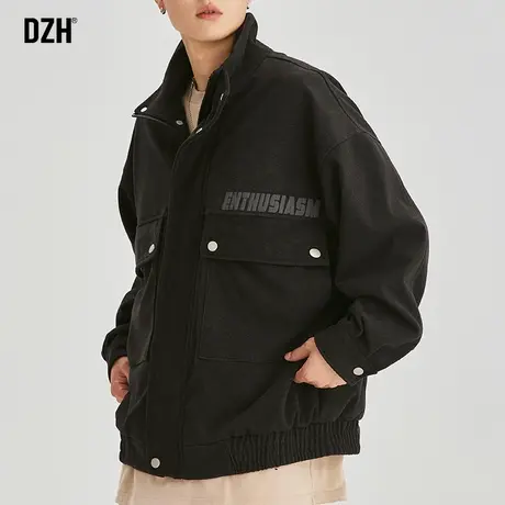 男士黑色工装外套男款春秋款2023新款青少年夹克男痞帅高级感上衣商品大图