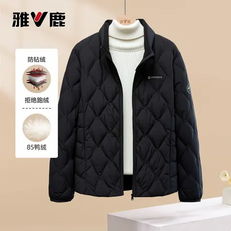 雅鹿官方冬季新款气质立领防寒保暖韩版轻薄短款女士黑色羽绒服商品大图