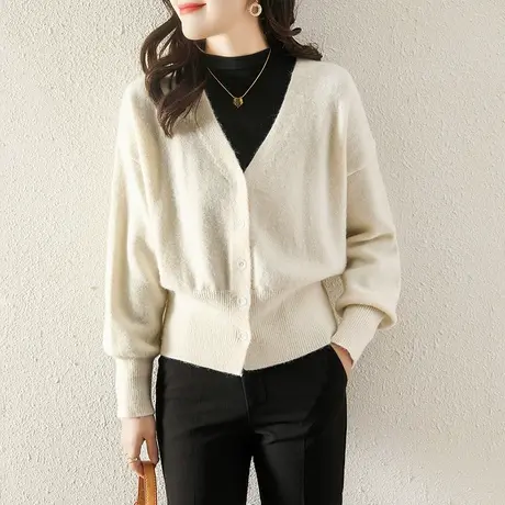 短款针织衫女开衫小个子外搭秋冬季新款洋气毛衣外套纯色百搭上衣图片