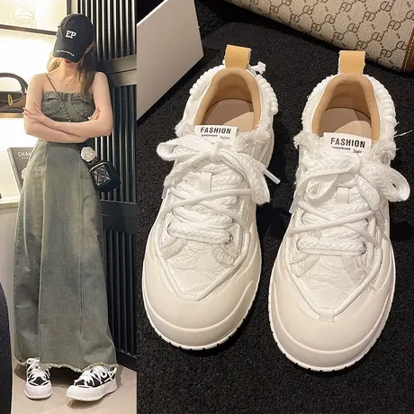 鞋子女夏季新款帆布小白鞋2023新款网红超火爆款厚底休闲学生板鞋图片