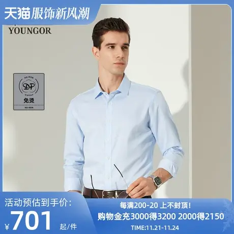 【商场同款】雅戈尔长袖衬衫男士休闲纯棉DP免烫条纹上班衬衣2010图片