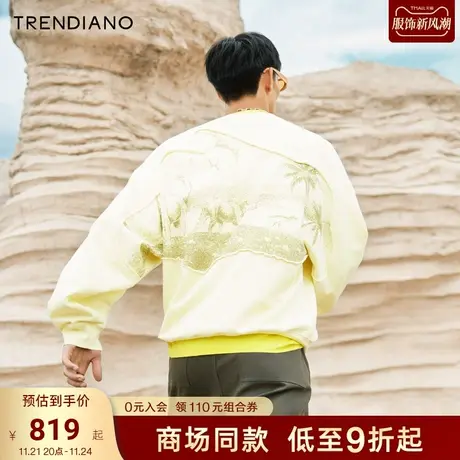 TRENDIANO户外艺术联名系列毛圈绣恐龙印花卫衣2023新款秋季图片