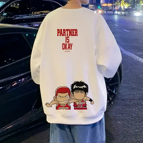 动漫卡通印花圆领卫衣男日系cityboy套头春秋季重磅落肩长袖潮ins商品大图