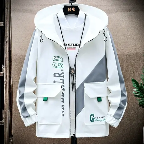 春秋季休闲夹克外套套装男士工装潮流青少年2023新款爆款飞行运动商品大图