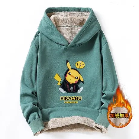 加绒卫衣男士秋冬季新款宽松潮流连帽上衣服男生帽衫时尚加厚外套商品大图