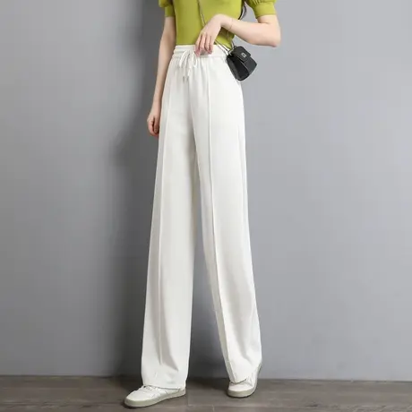 时尚运动休闲长裤2022年春季新款女士宽松百搭显瘦松紧腰阔腿裤图片