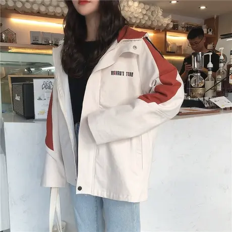 春秋装外套女原宿2021新款春秋韩版百搭宽松bf工装上衣学生ins潮图片
