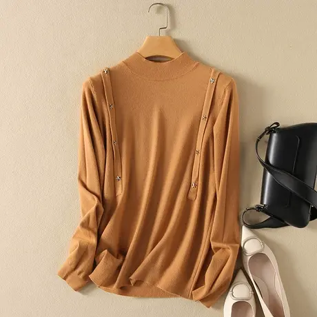半高领毛衣女春装内搭新款韩版宽松套头加厚百搭长袖针织打底衫女商品大图