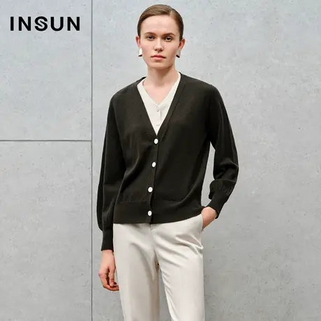 INSUN恩裳线上专选冬季假两件羊绒羊毛毛针织衫商品大图