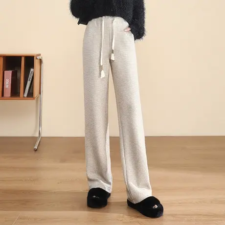 2023秋冬新款软糯直筒裤子女高腰垂感显瘦长裤洋气通勤休闲阔腿裤商品大图