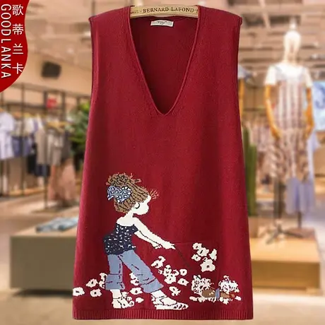 加大码中老年妈妈秋装背心毛衣2022新款宽松洋气V领针织马甲外穿商品大图