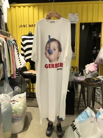 韩国东大门短袖t恤女2021夏季新款减龄字母印花宽松开叉连衣裙潮商品大图