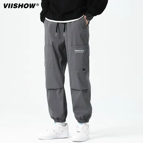 VIISHOW工装裤男士春秋季宽松阔束脚休闲裤子痞帅机车口袋伞兵裤商品大图