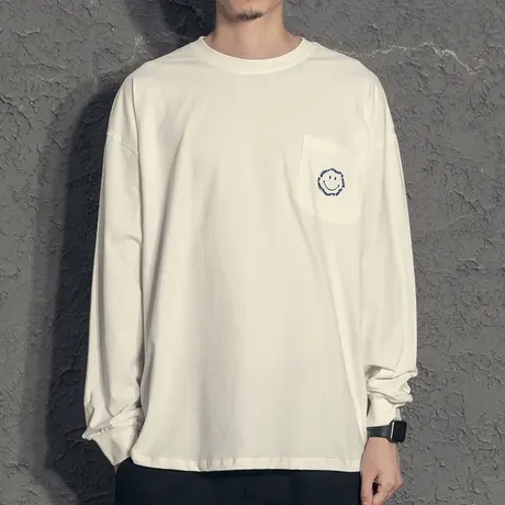 刺绣长袖t恤男秋季休闲百搭男生打底衫男士秋装上衣韩版宽松春秋图片