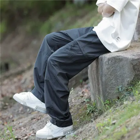 户外山系休闲裤子男士秋季速干透气登山长裤宽松直筒侧口袋工装裤商品大图