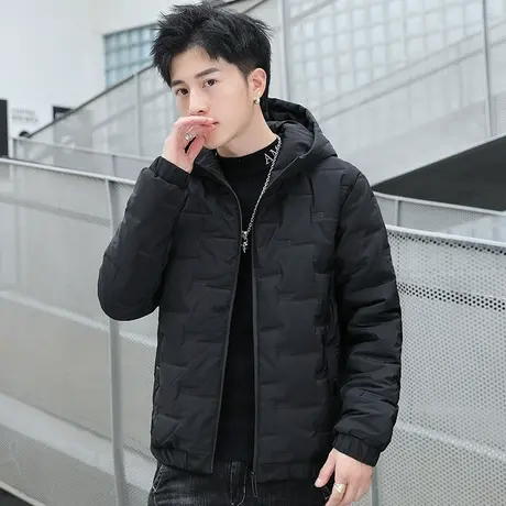大学生连帽棉衣轻薄羽绒棉服短款韩版帅气棉袄秋冬外套潮棉夹克男图片