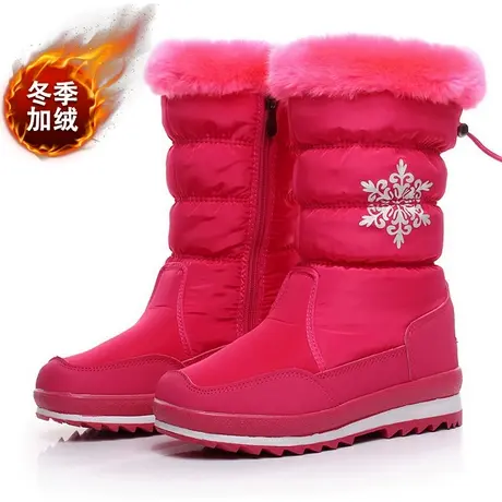 雅森东北冬季雪地靴女高筒加绒加厚保暖棉鞋防水防滑学生中长靴子商品大图
