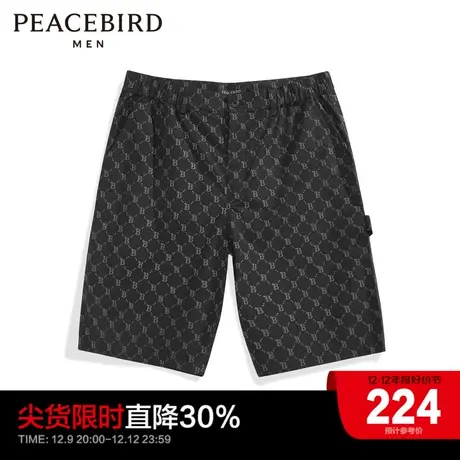 太平鸟男装 老花满印短裤男秋季新款沙滩裤中短裤潮流五分裤商品大图