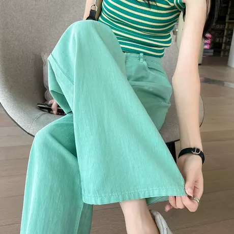 断码清仓不退不换高腰牛仔裤女直筒宽松薄款显瘦垂感天丝阔腿裤子商品大图