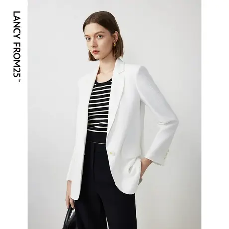 朗姿设计感气质高级感白色西服外套女2024年春季新款通勤职业西装图片